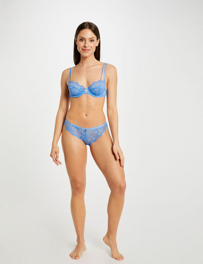 Shorty dentelle bleu femme