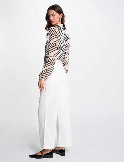 Bedrucktes Langarm-Top weiss damen