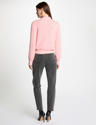 pull col montant rose femme Pull col montant rose femme