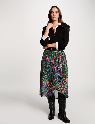 Jupe portefeuille imprimée multicolore femme