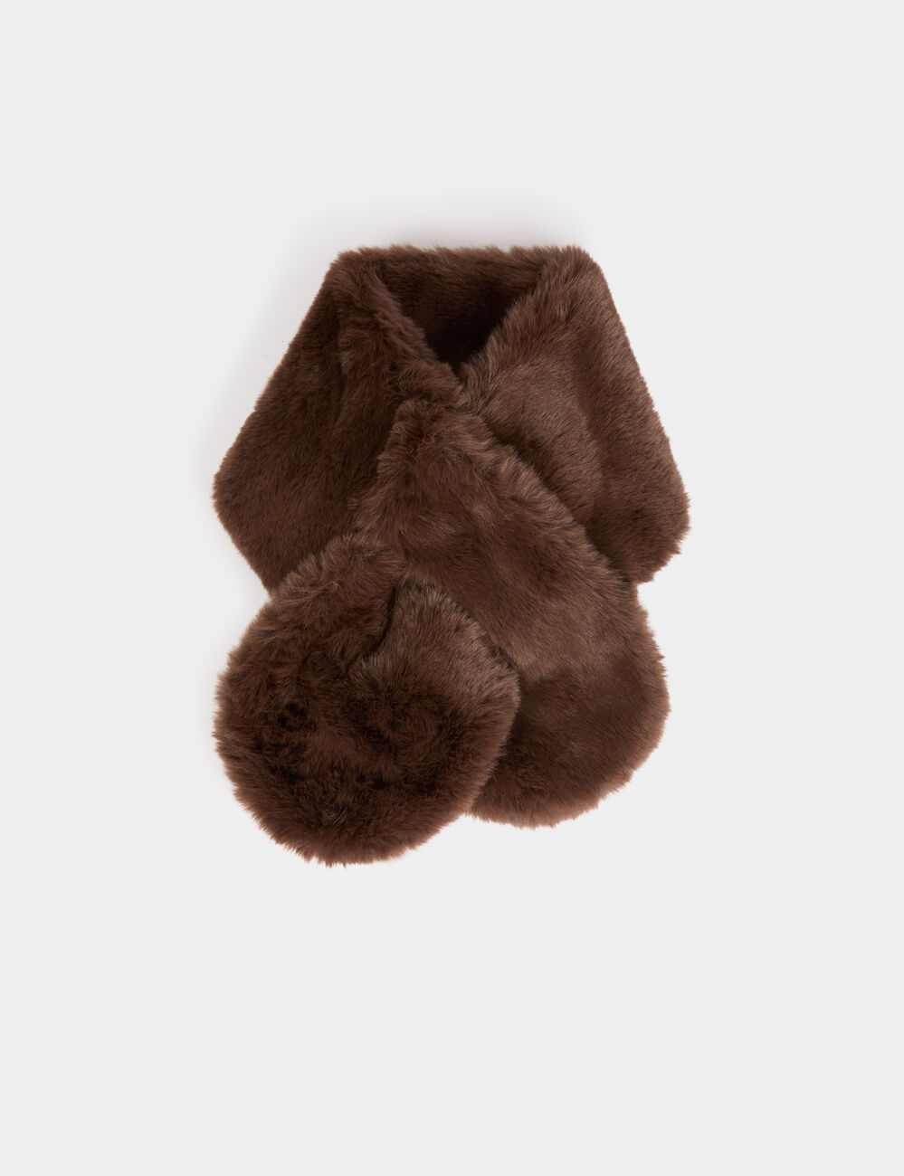 &Eacute;charpe fausse fourrure marron fonc&eacute; femme