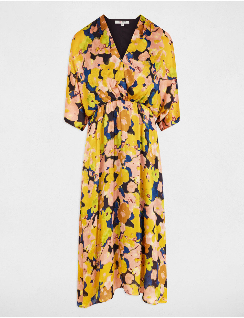 Robe midi droite imprimée multicolore femme