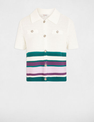 Gilet col à revers multicolore femme