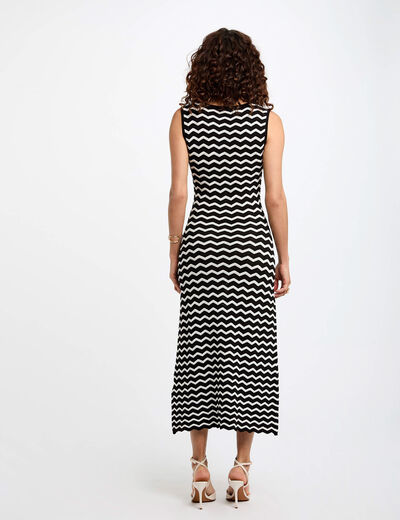 Robe tricot longue ajustée noir femme
