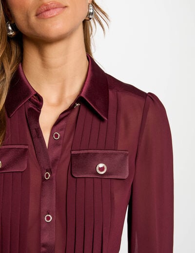 Taillierte Satinbluse pflaume damen