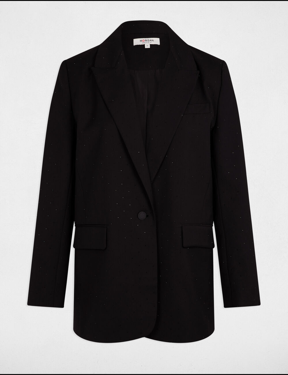 Langer Blazer mit Pailletten schwarz damen