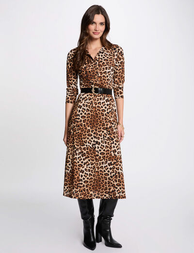 Robe courte droite imprimée multicolore femme