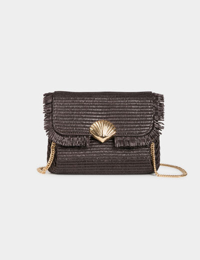 Sac bandouli&egrave;re fermoir marron fonc&eacute; femme
