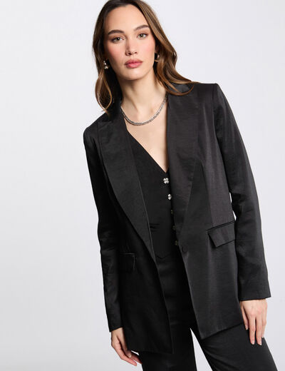 Blazer aus Wildlederimitat schwarz damen