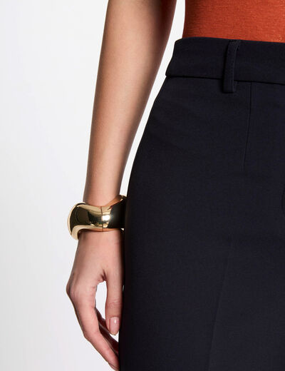 Pantalon droit à pinces bleu marine femme