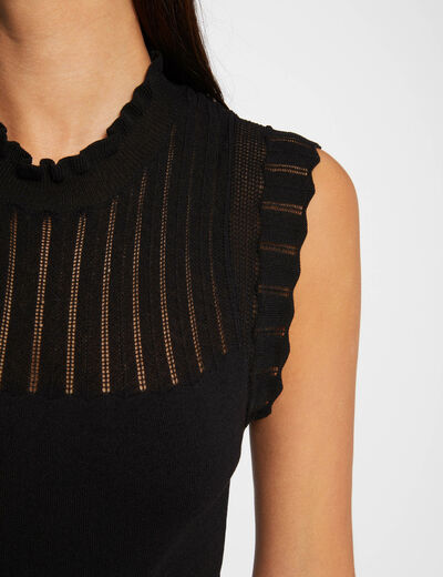 Ärmelloser Pullover Rundkragen schwarz damen