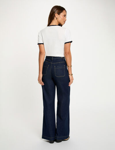 Tailliertes V-Ausschnitt T-Shirt weiss damen