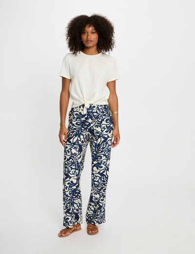 Pantalon droit imprimé multicolore femme