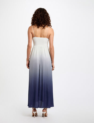 Robe longue droite fluide multicolore femme