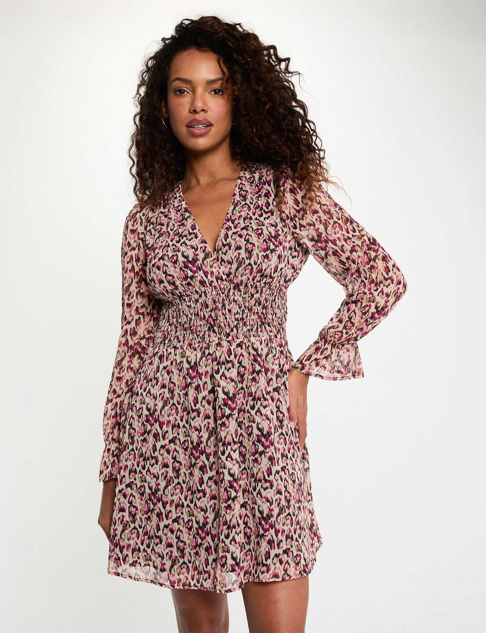 Robe courte ajust&eacute;e multicolore femme