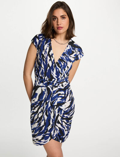 Kurzes figurbetontes Kleid mit Muster mehrfarbig damen