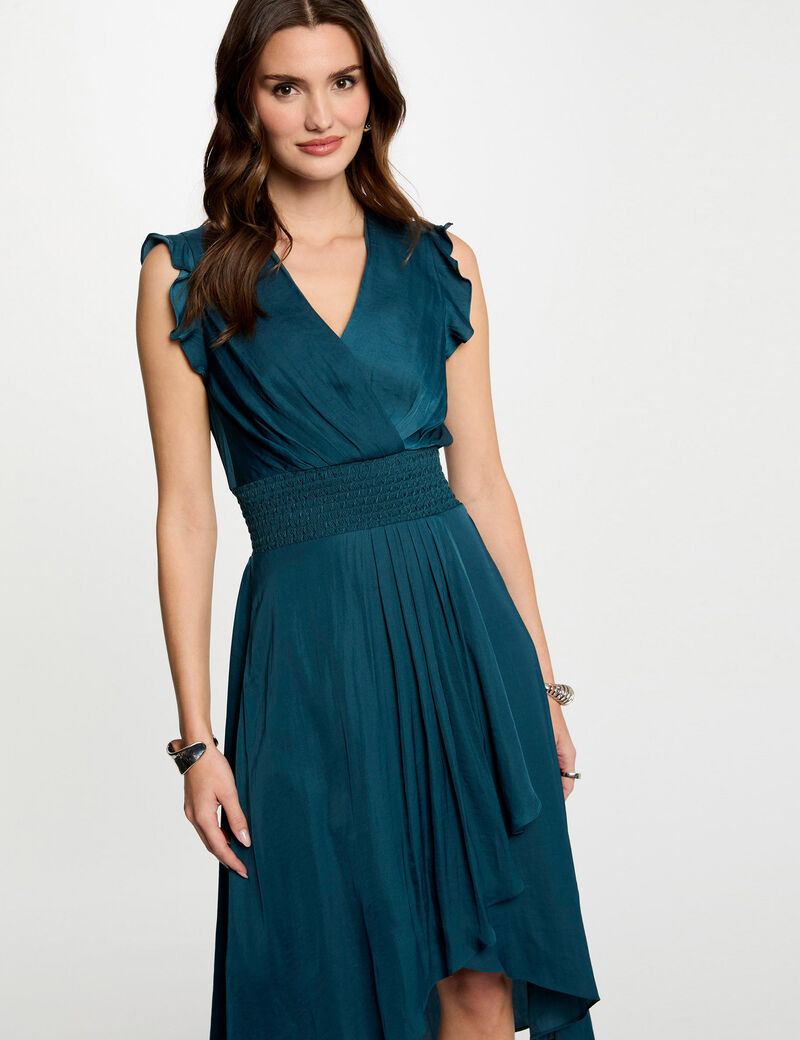 robe droite fluide sans manches bleu petrole femme Robe droite fluide sans manches bleu pétrole femme