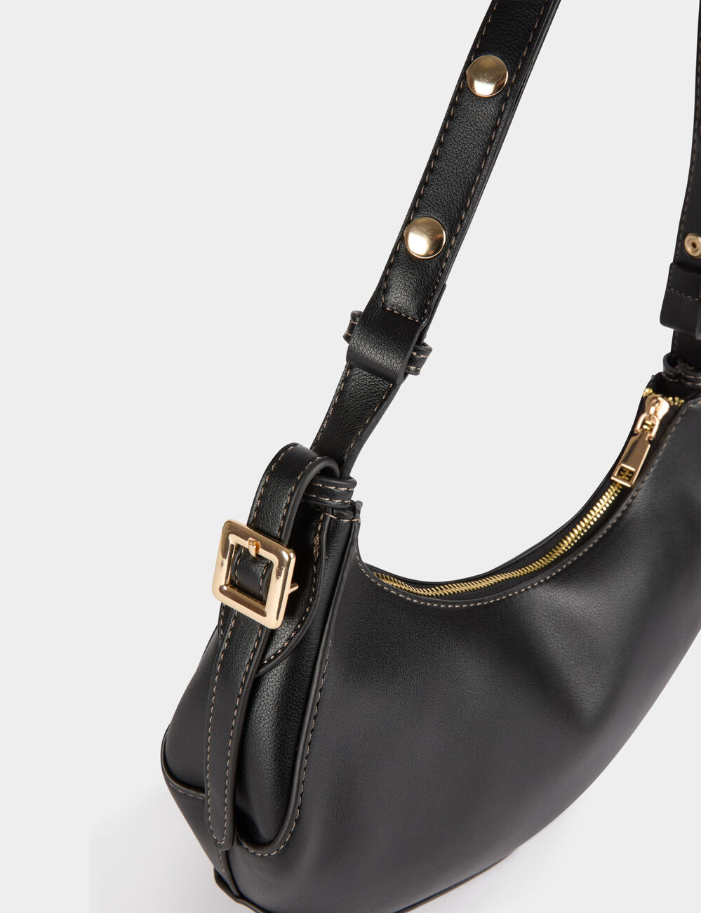 Sac demi-lune noir femme