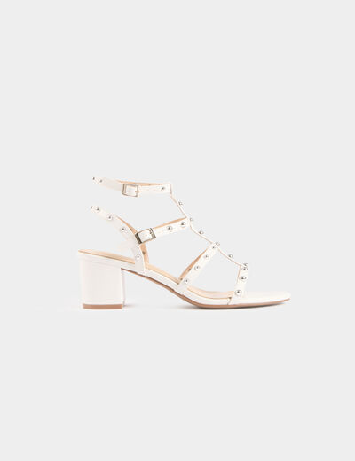 Sandalen mit Absätzen und Nieten weiss damen