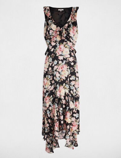 Robe longue droite imprimée multicolore femme