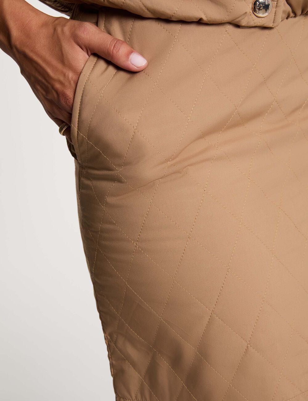 Kurzer gesteppter rock cognacbraun damen