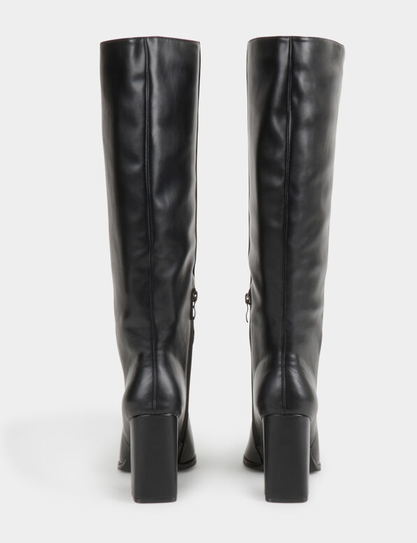 stiefel mit absatz und spitzer kappe schwarz damen Stiefel mit Absatz und spitzer Kappe schwarz damen