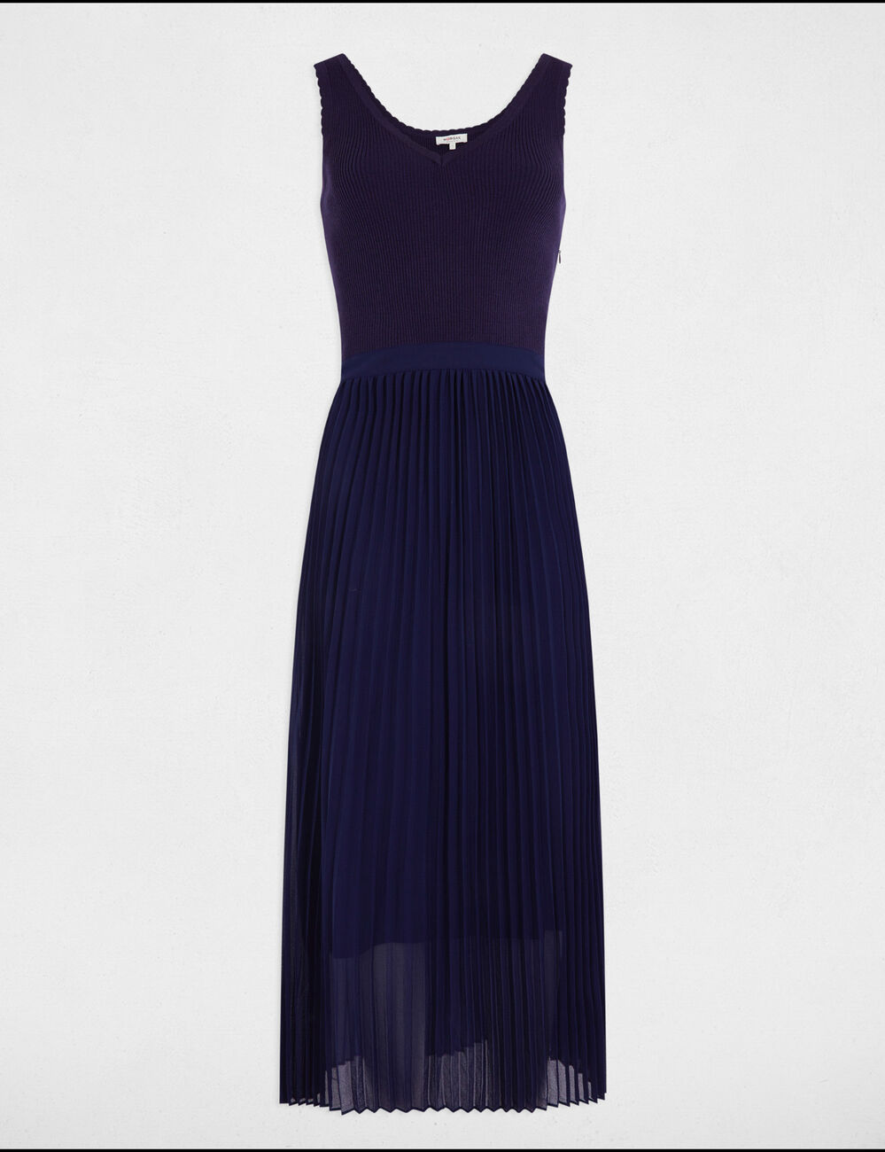 Robe tricot longue cintrée bleu marine femme