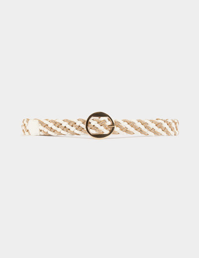 Ceinture tressée avec strass blanc femme