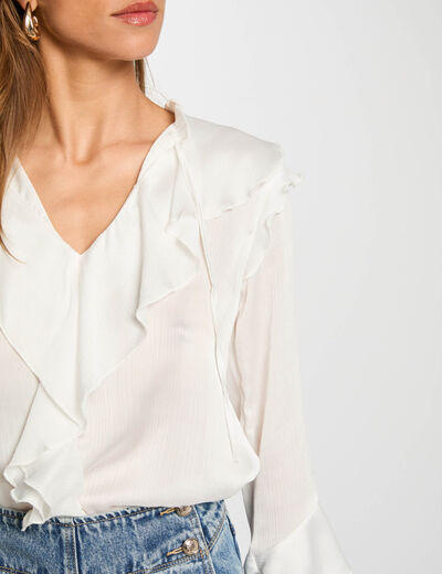 Blouse manches longues blanc femme