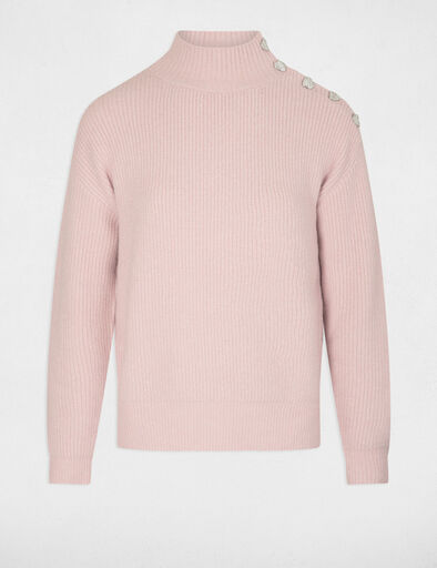 pull manches longues avec boutons rose clair femme Pull manches longues avec boutons rose clair femme
