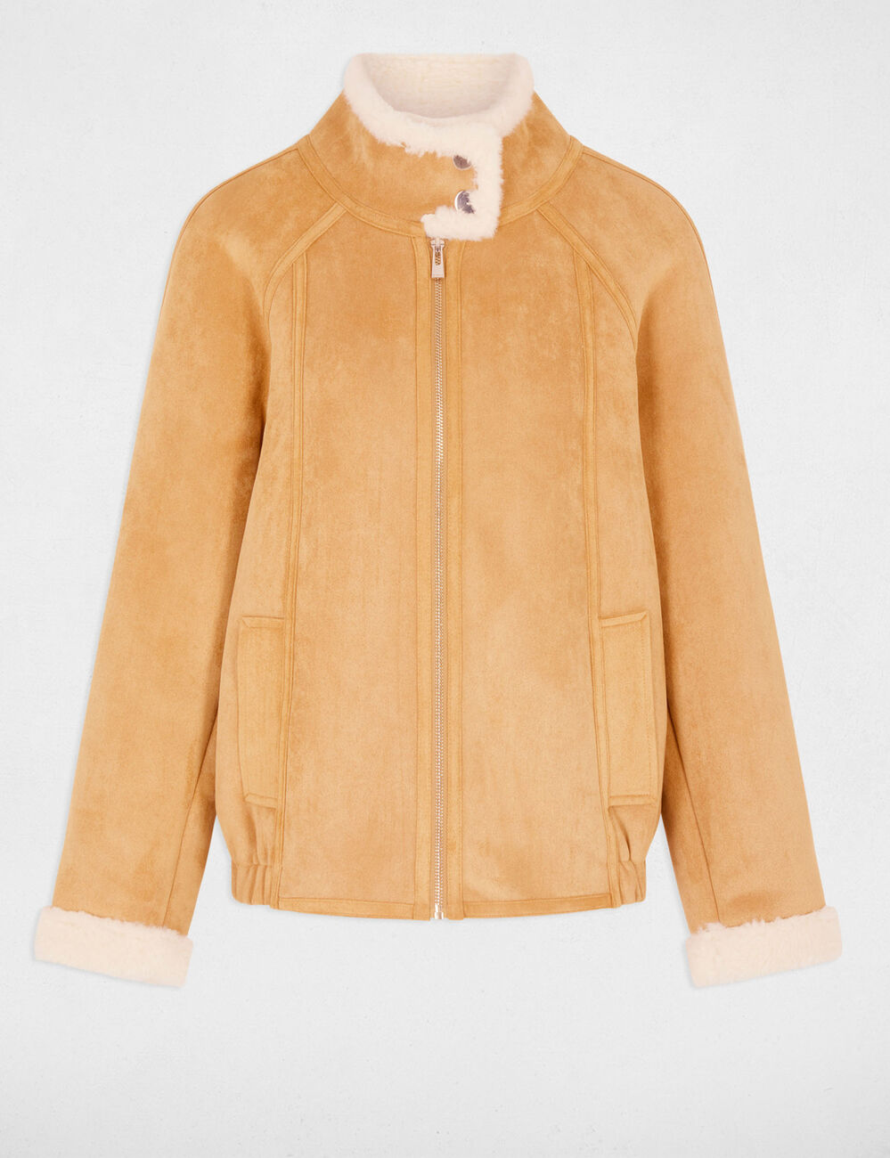 Wildlederjacke mit Stehkragen kamel damen