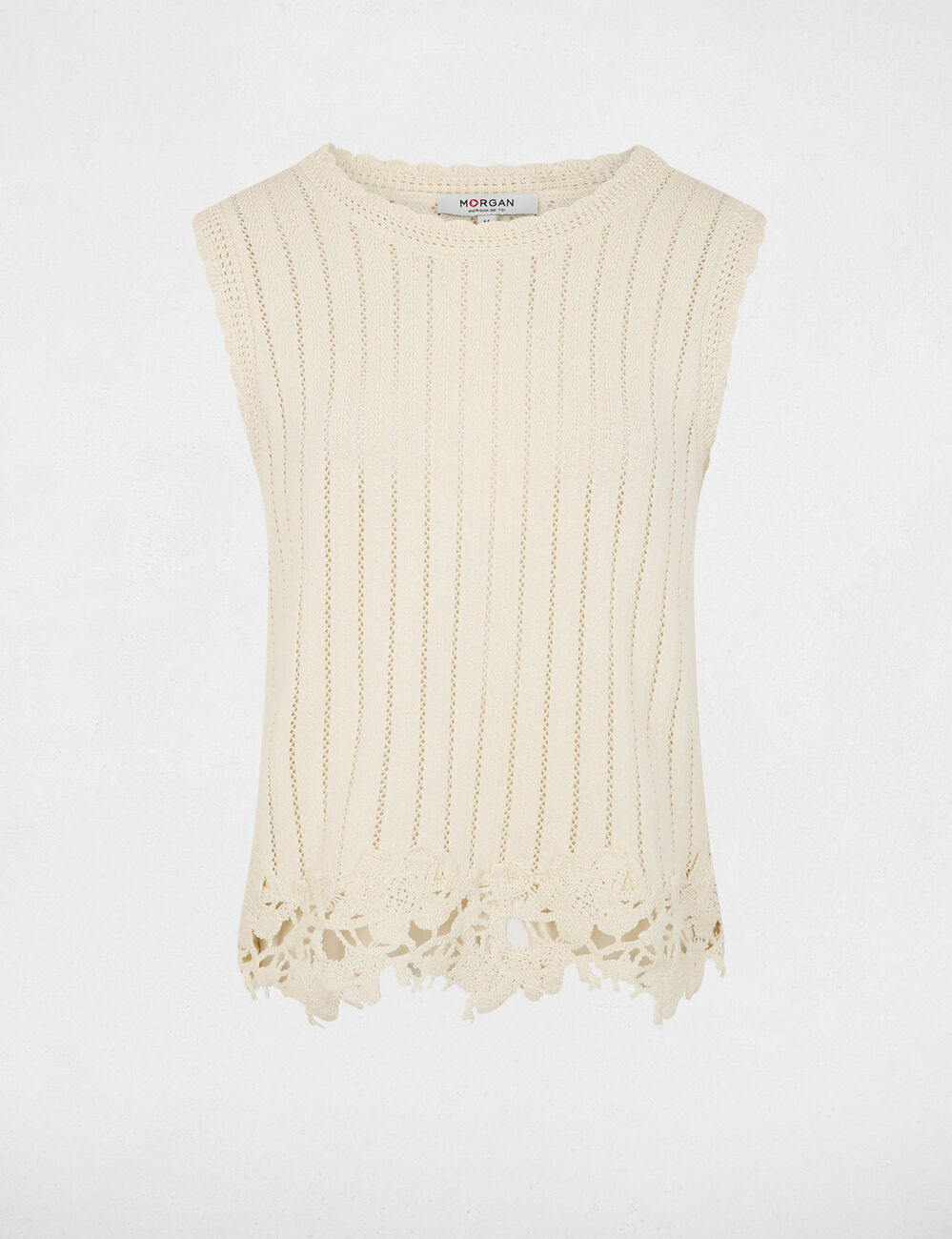 Top sans manches c&ocirc;tel&eacute; creme femme