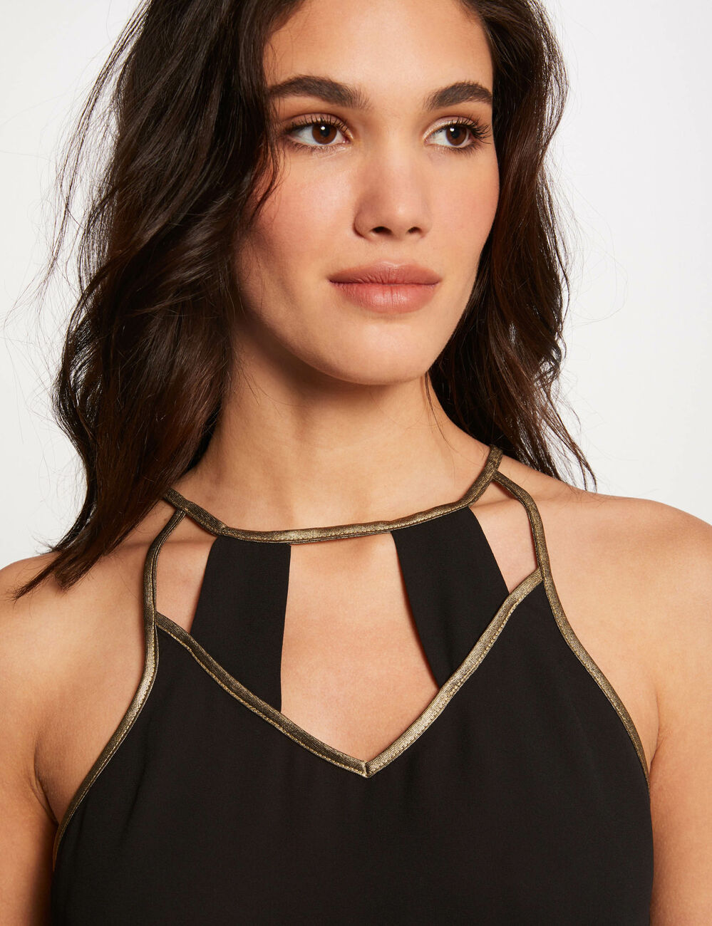 Blouse bretelles fines avec liser&eacute;s noir femme