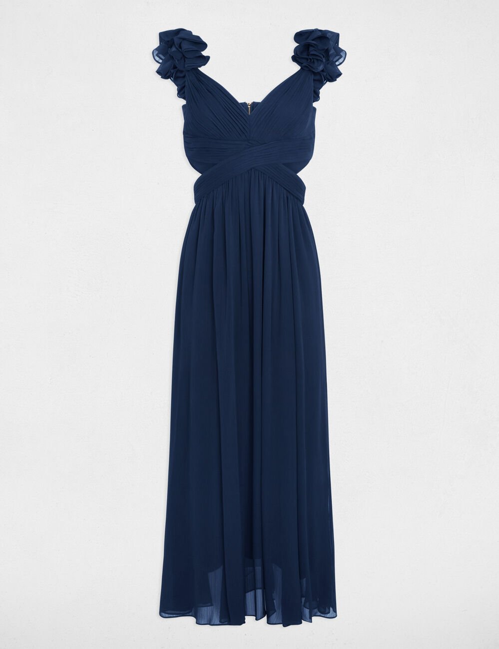 Langes, gerade flie&szlig;endes Kleid marineblau damen