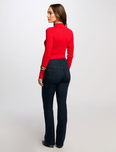 Pullover mit hohem Kragen, gerippt rot damen