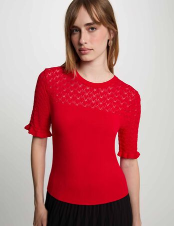 Kurzarm-Pullover rot damen
