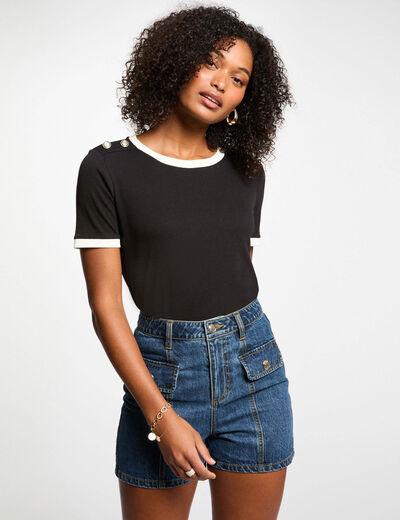 T-shirt manches courtes noir femme