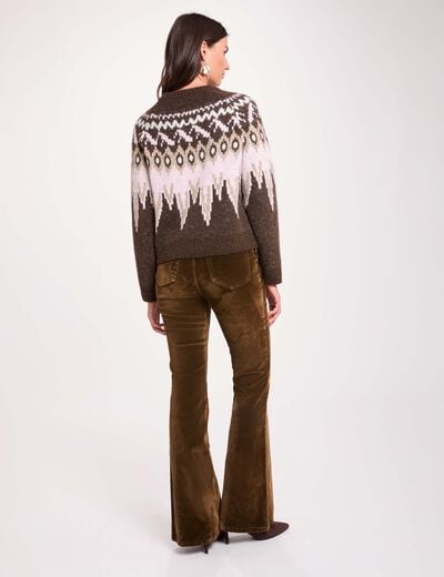 Pantalon bootcut velours couleur bronze femme