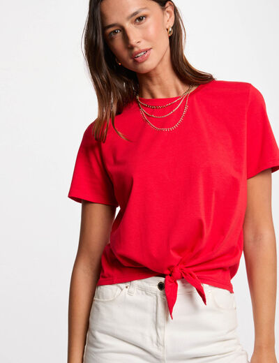 T-shirt mit kurzen Ärmeln rot damen