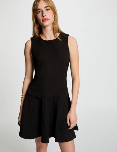 Robe courte trapèze noir femme