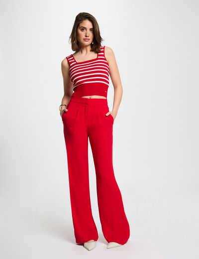Weite Hose mit Falten rot damen