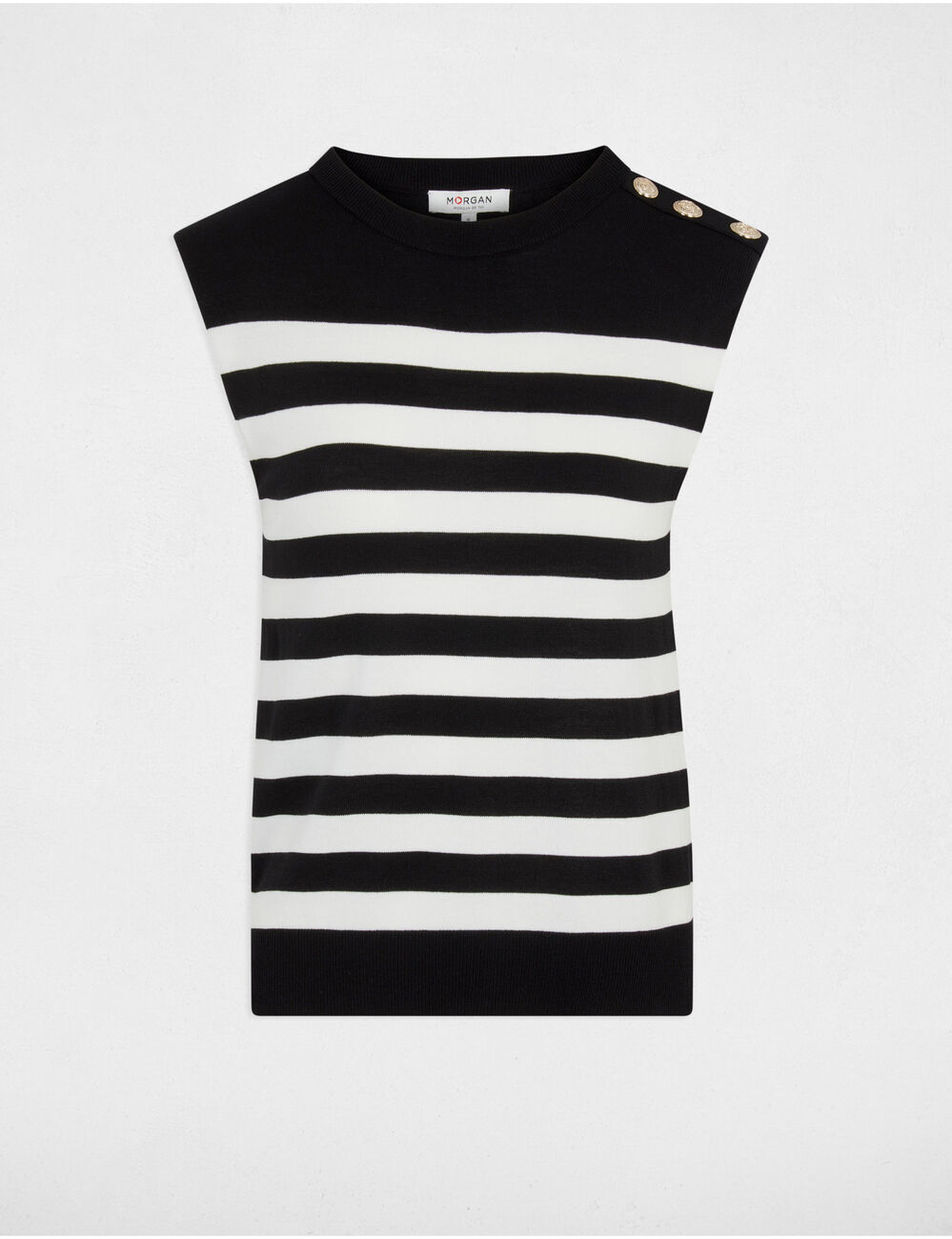 Ärmellose gestreifter Pullover schwarz damen