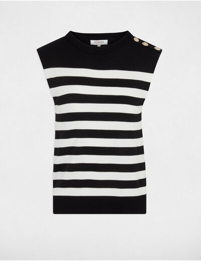 Ärmellose gestreifter Pullover schwarz damen