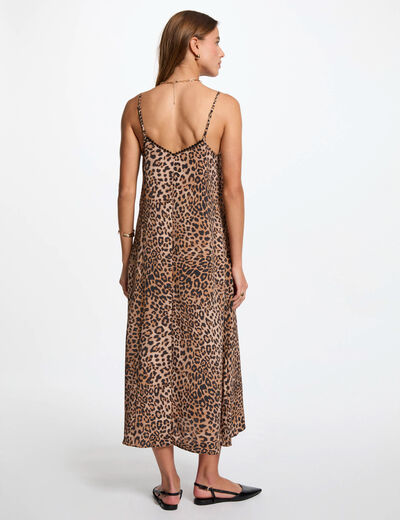 Robe midi droite imprimée multicolore femme