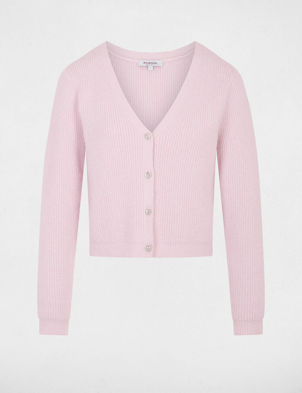 Strickweste mit V-Ausschnitt pastellrosa damen