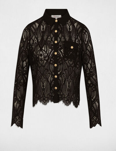 Chemise courte dentelle noir femme