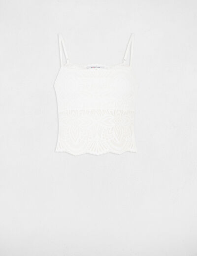 Tanktop mit schmalen Trägern elfenbein damen