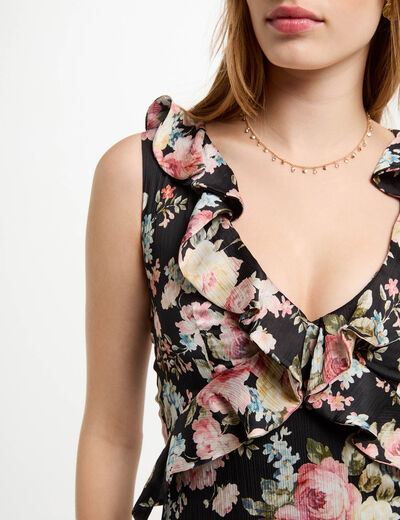 Robe longue droite imprimée multicolore femme