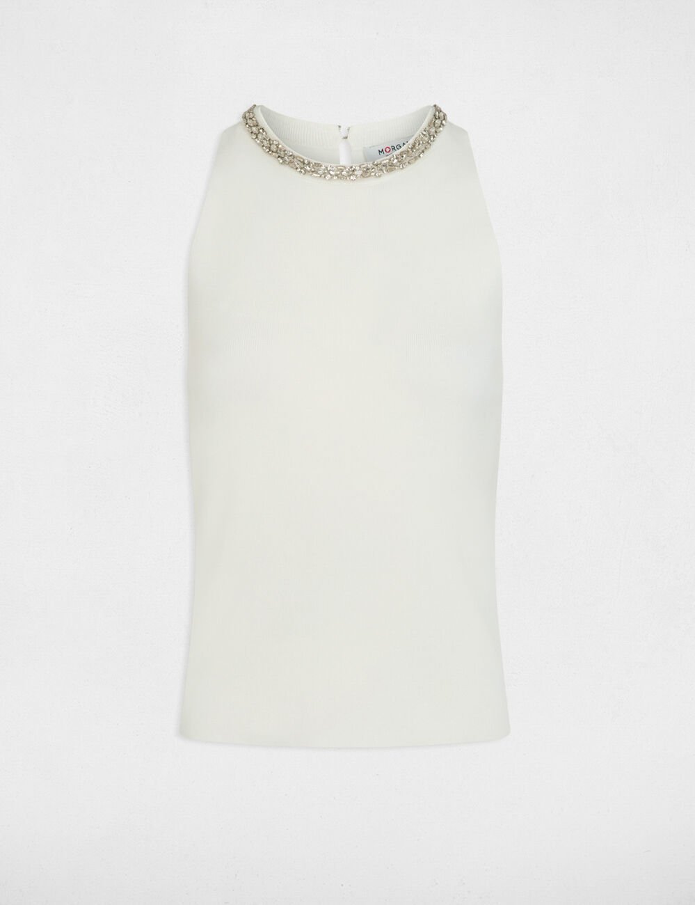 Eng anliegendes Top mit Strass weiss damen