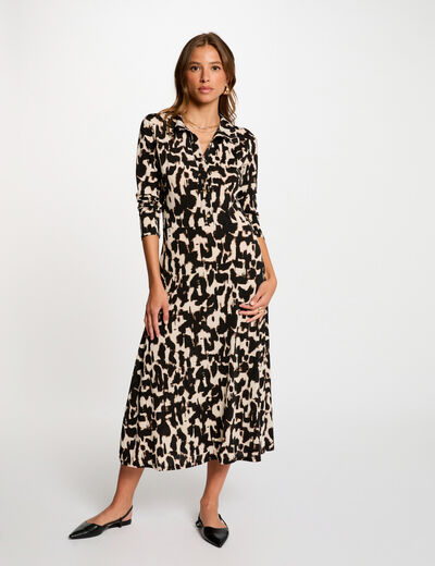 Robe longue droite imprimée multicolore femme
